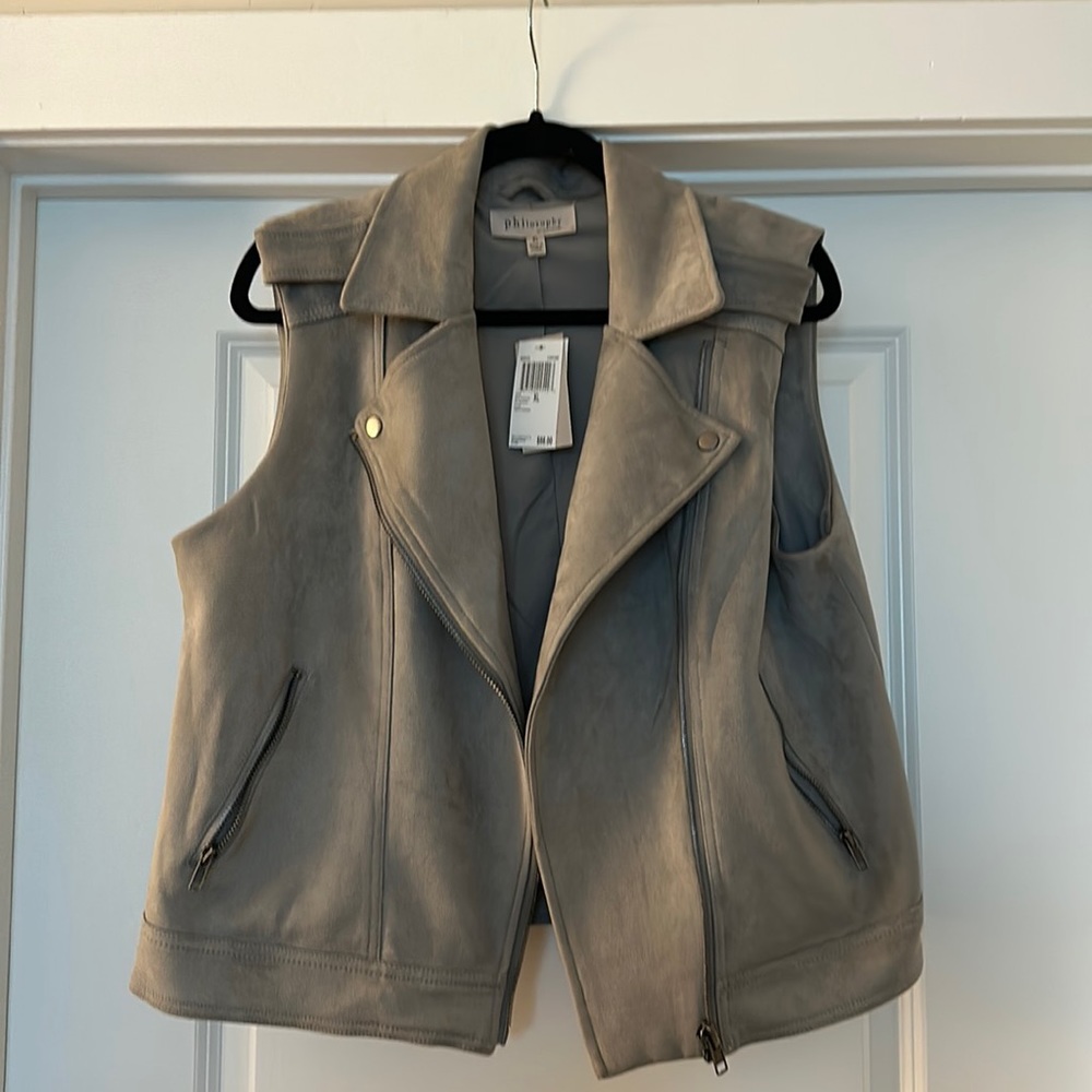 Faux Leather zip up sleeveless vest